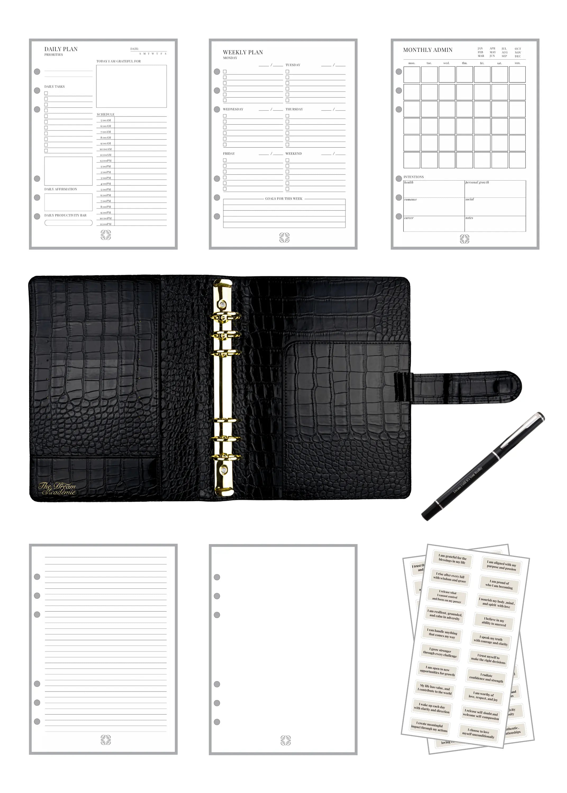 Black Croc A5 Planner The Dream Académie
