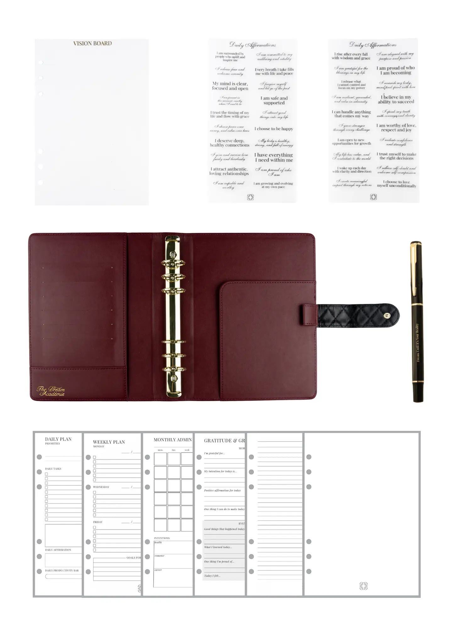Diamond Noir A5 Planner The Dream Académie