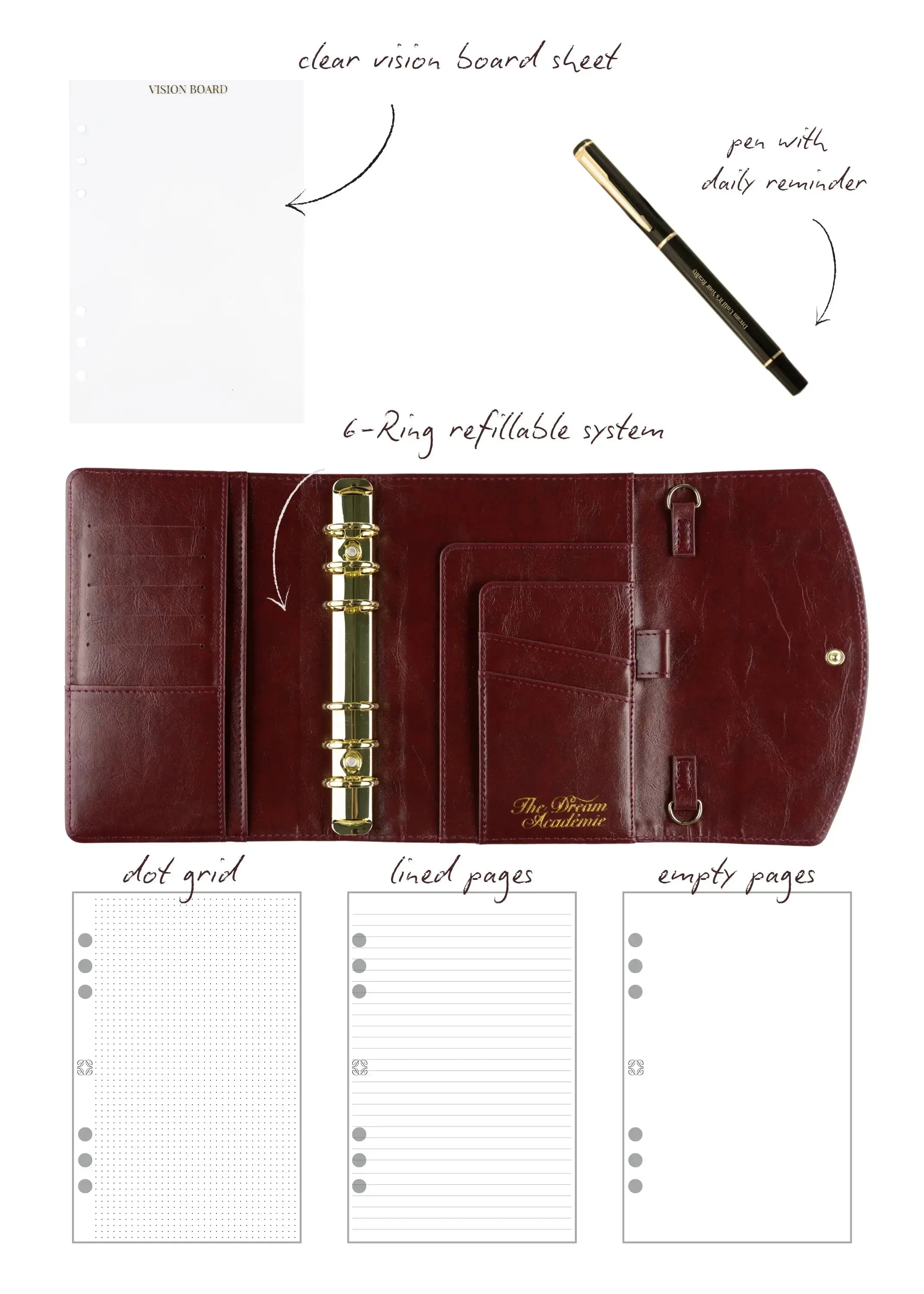 Burgundy Personal Planner The Dream Académie