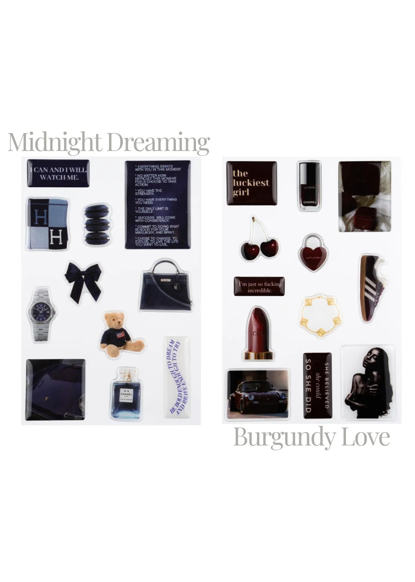 Midnight Dreaming & Burgundy Love Sticker Set Bundle The Dream Académie