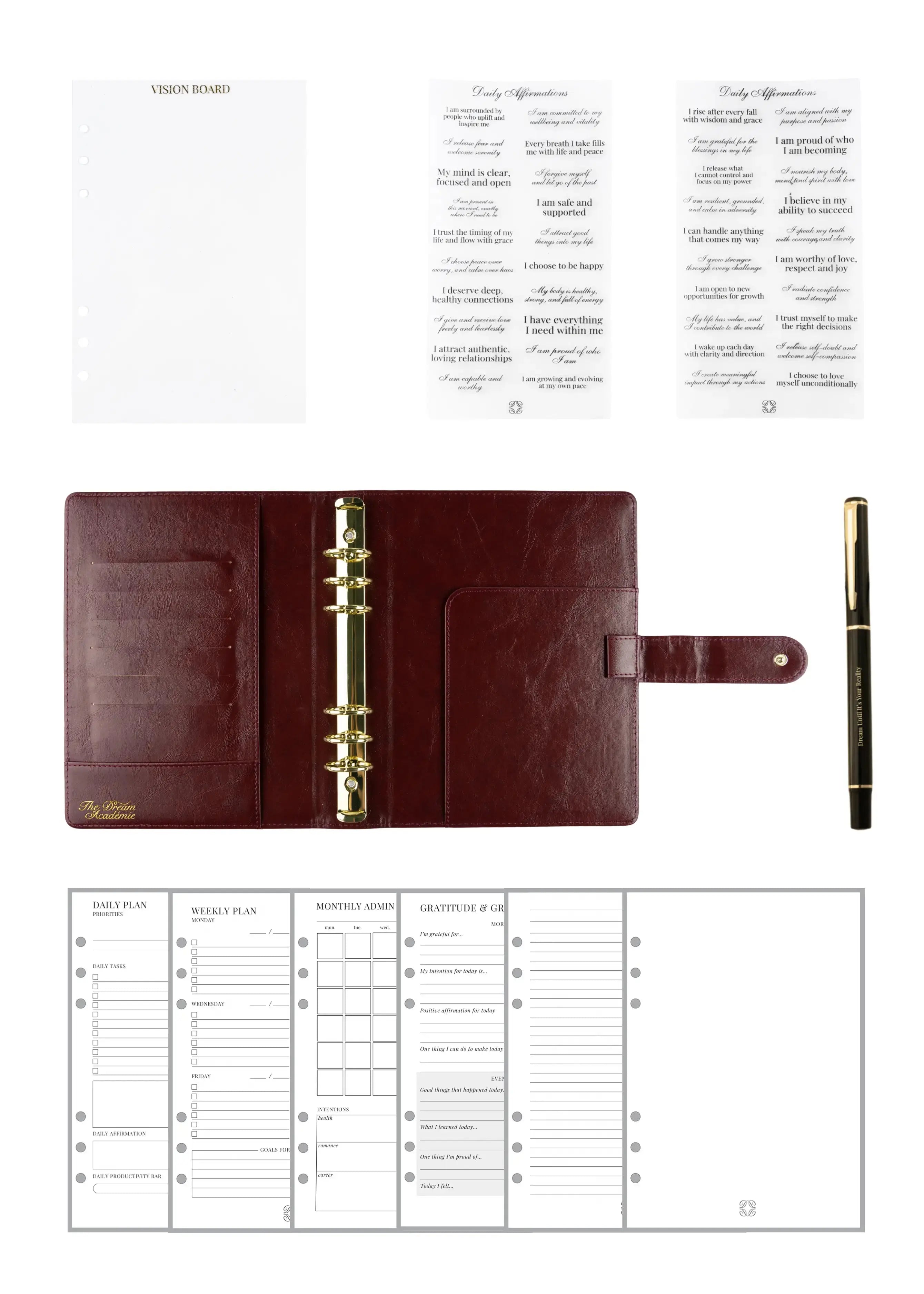 Burgundy A5 Planner The Dream Académie
