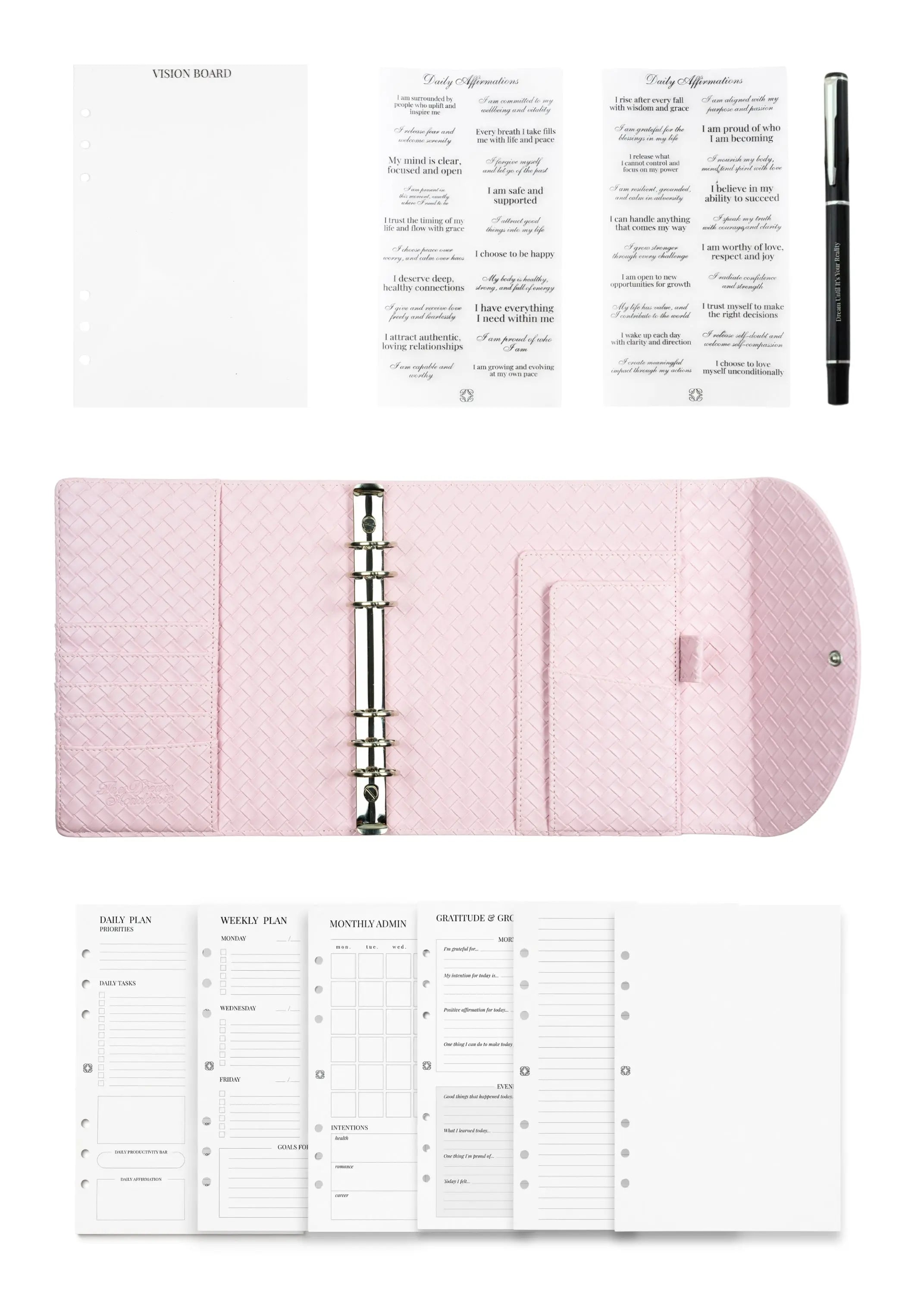 Pink Woven A5 Planner The Dream Académie