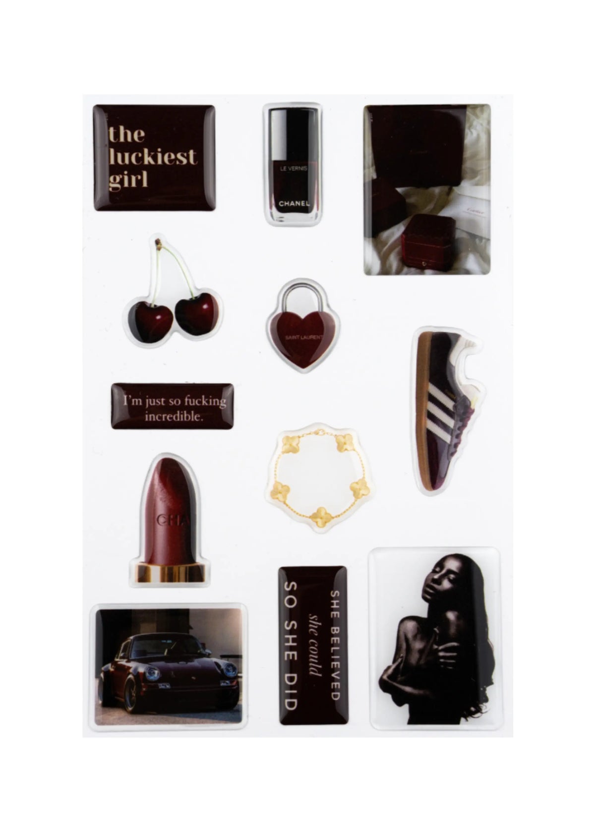 Burgundy Love Sticker Set | Stylish Affirmation Stickers