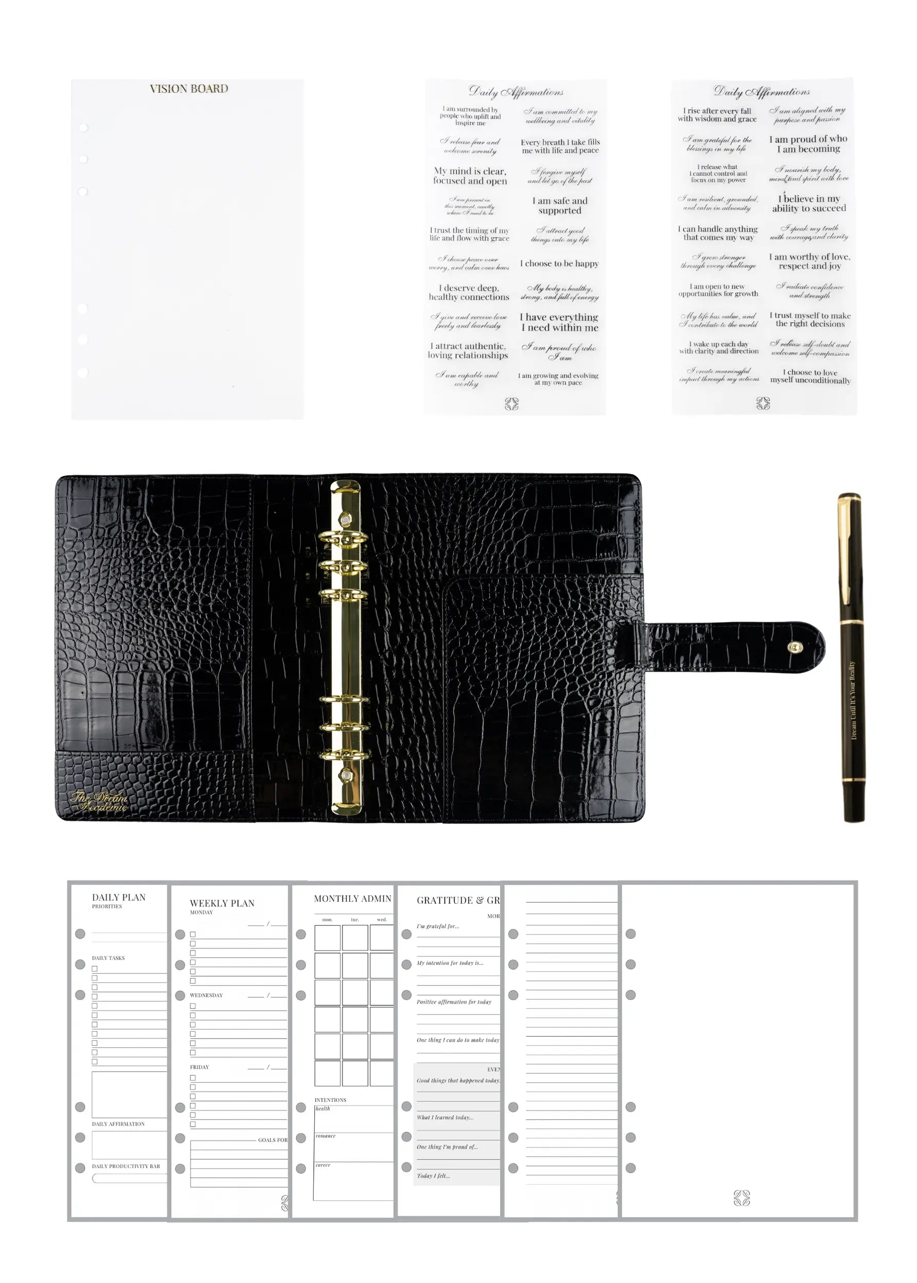 Black Croc A5 Planner The Dream Académie
