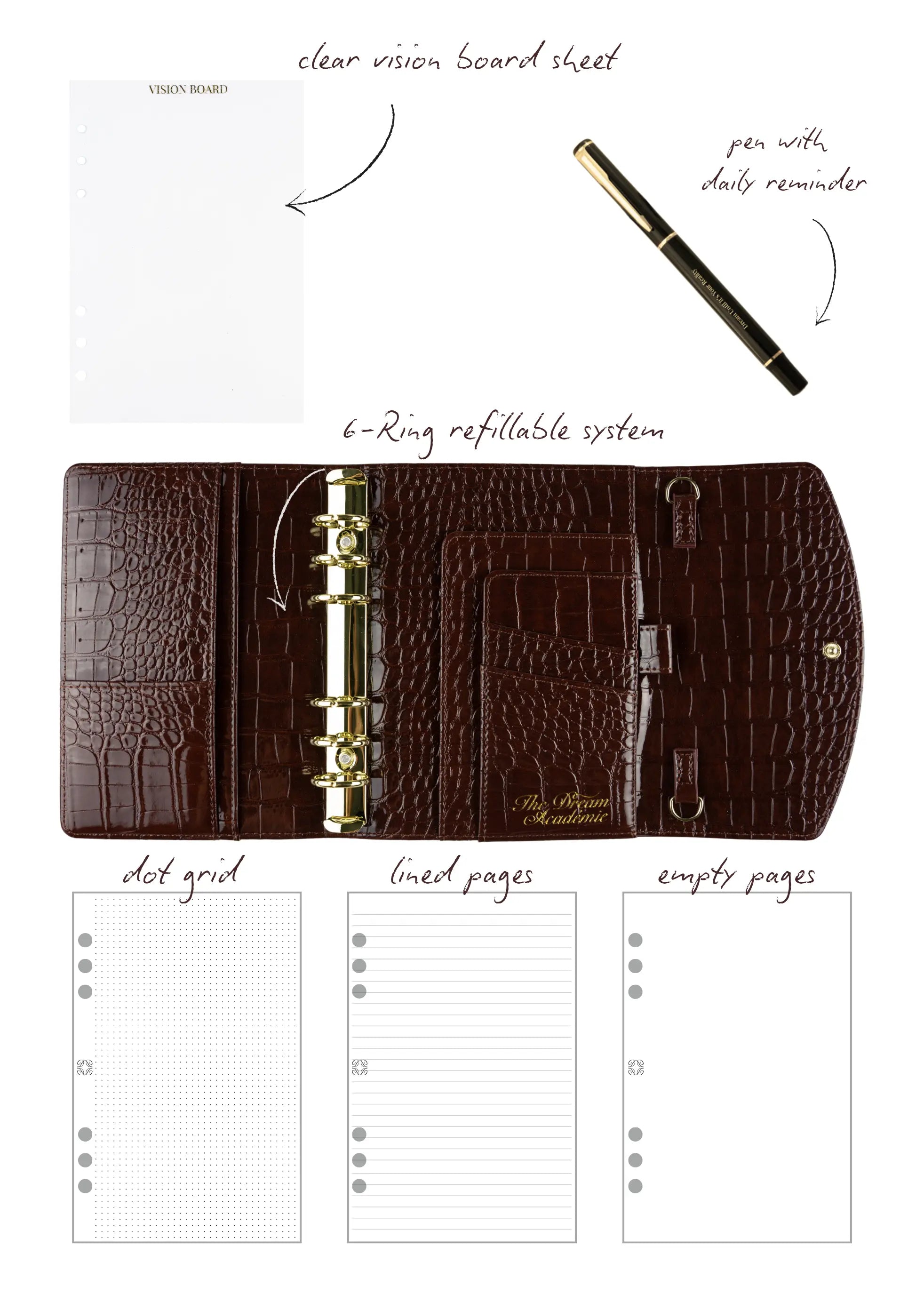 Chocolate Croc A6 Planner The Dream Académie