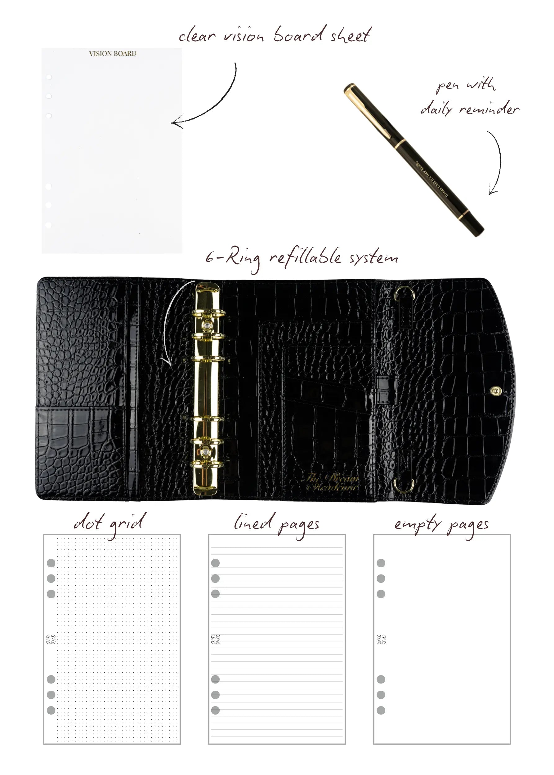 Black Croc A6 Planner The Dream Académie