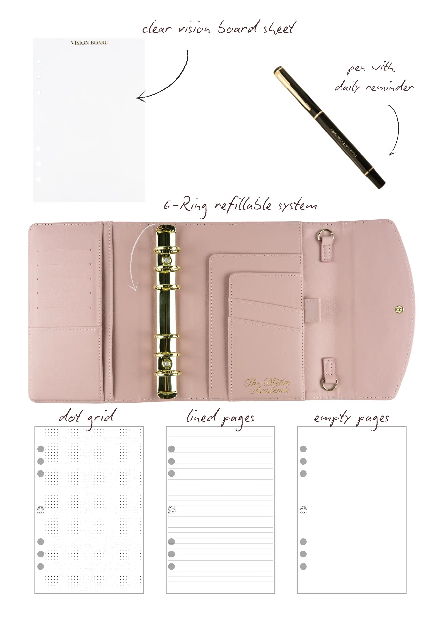 Black Ostrich A6 Planner The Dream Académie