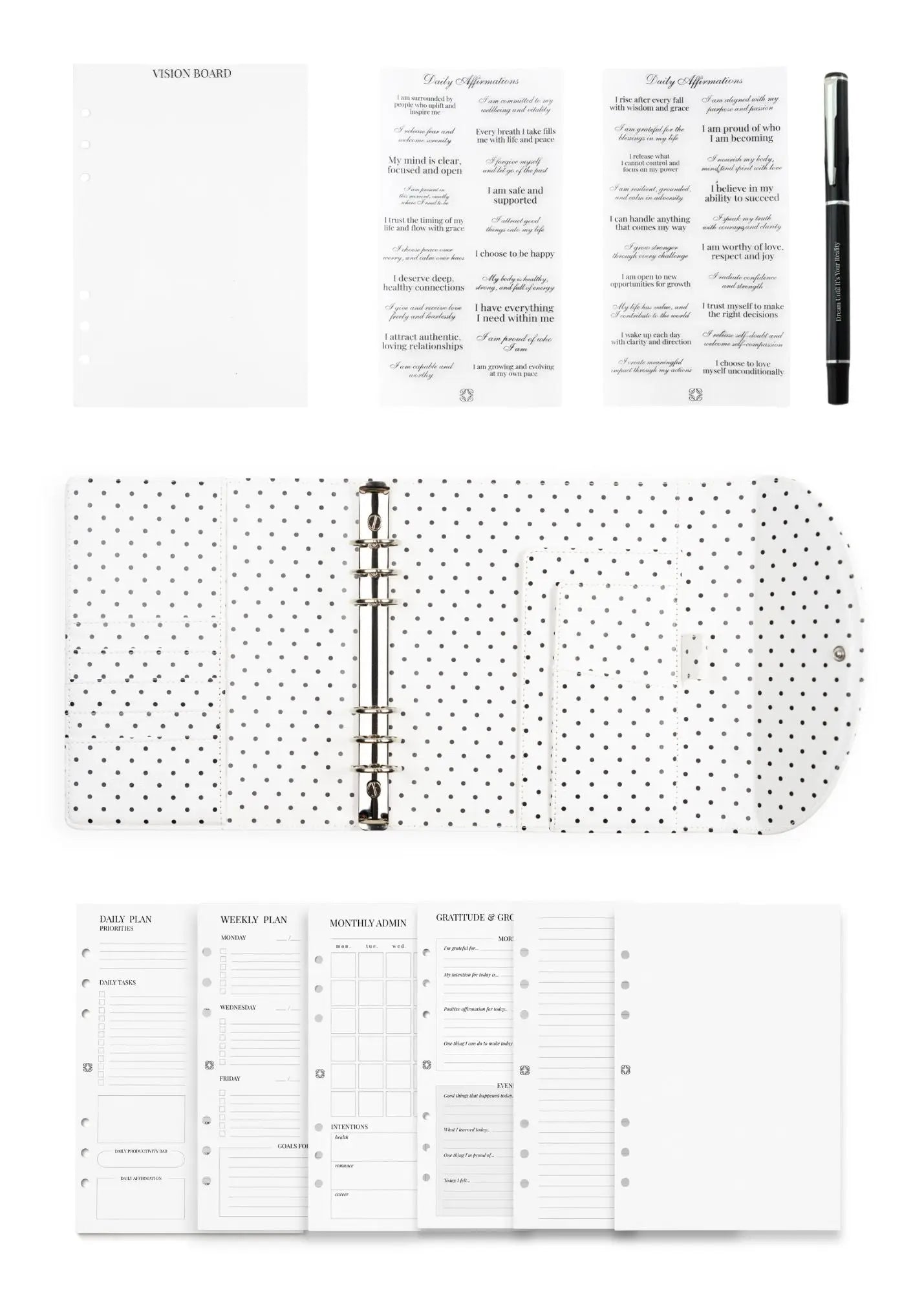 Ivory Polka Dot A5 Planner The Dream Académie