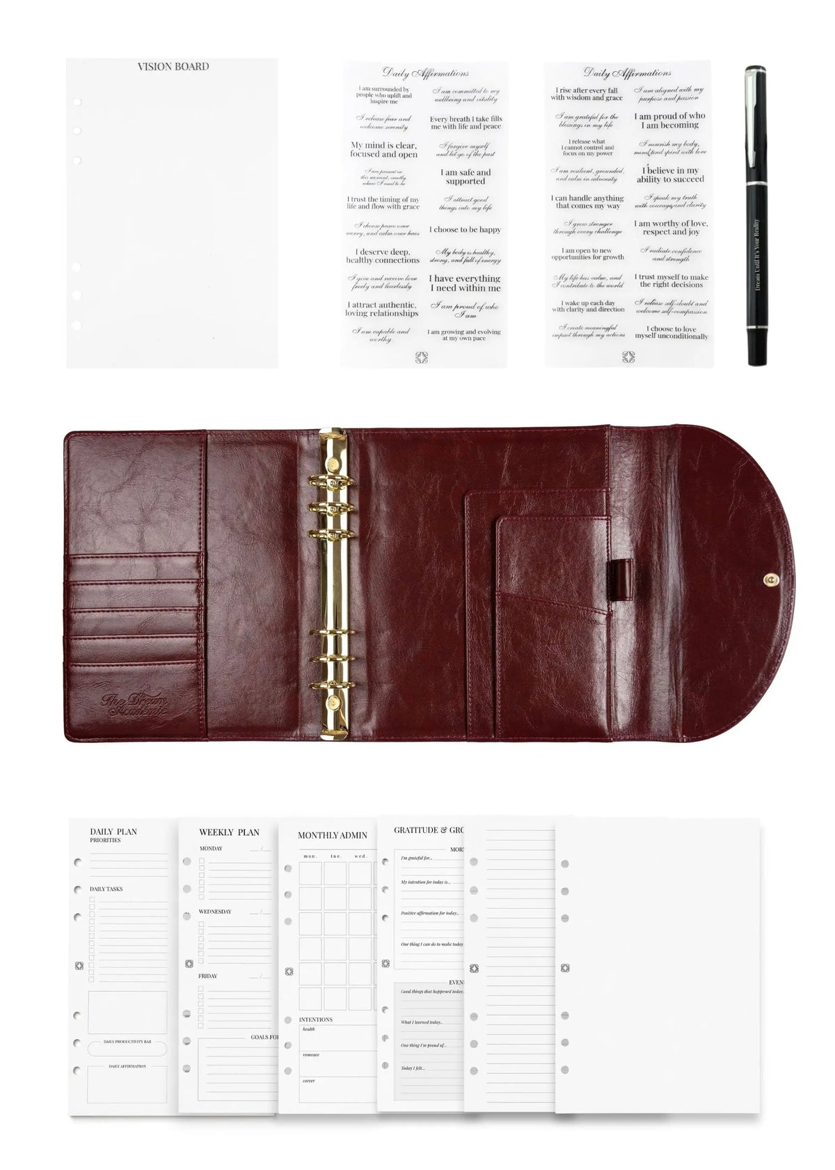 Burgundy A5 Planner The Dream Académie