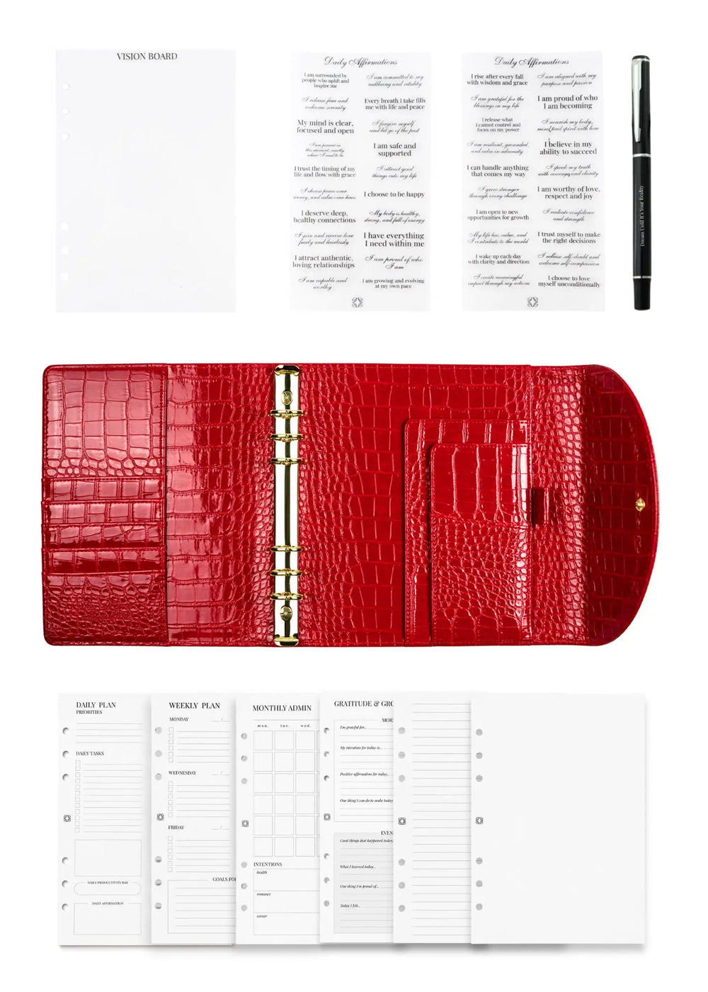 Cherry Red Croc A5 Planner | Luxury Vegan A5 Planner