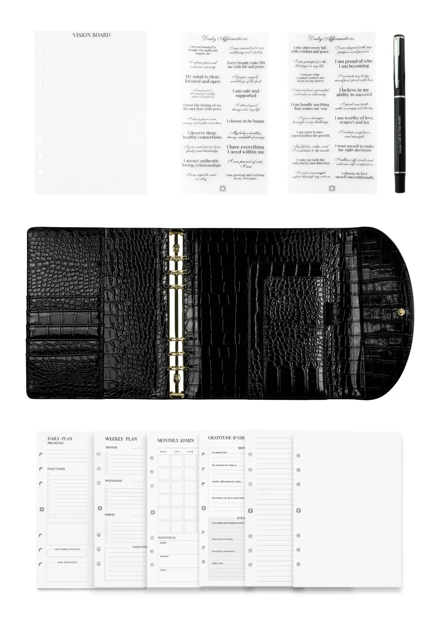 Black Croc A5 Planner The Dream Académie